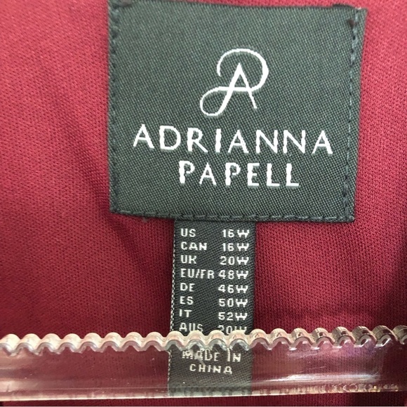 Adrianna Papell Scuba Faux Suede Fit & Flare Garnet New 16W - Picture 5 of 9